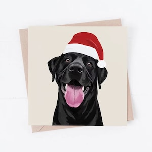 Carte de Noël de chien, carte de Labrador noire, carte de Noël de Labrador noir, Labrador noir, du chien, cartes de chien, carte de Noël de Labrador noir