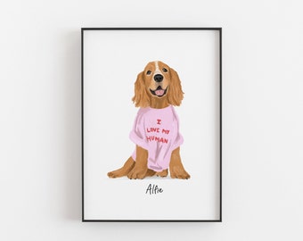 Personalised Cocker Spaniel Art Print: Dog Lover Gift