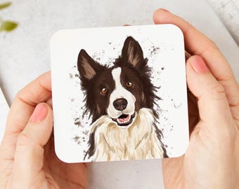 Border Collie Coaster: hand illustrated, dog gift