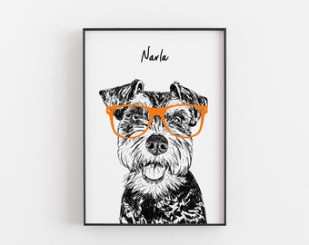 Personalised Schnauzer Sketch Print: Custom Dog Art Gift
