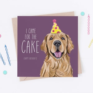 Carte d'anniversaire de chien, carte de golden retriever, carte d'anniversaire de chien, du chien, chien de fête, cartes d'anniversaire, cartes de chien