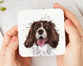 Springer Spaniel Coaster: hand illustrated, dog gift