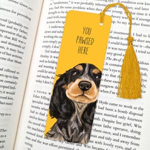 dog bookmark: hand-painted printed artwork, gifts for dog lovers, book accessories, Spaniel Black Tan