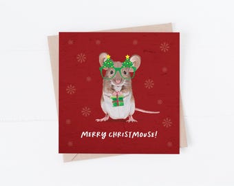 Mouse Christmas Card: hand drawn, field mouse, Merry Christmouse