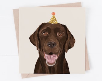 Chocolate Labrador Birthday Card: Dog Lover Greeting Card