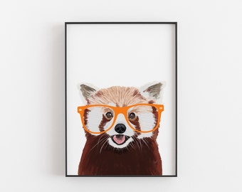 Red Panda Print Etsy