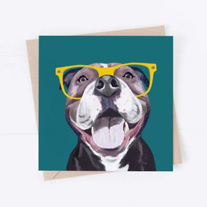 Staffy Hundekarte, Spaß Staffy Karte, Staffie Karte, Staffordshire Bullterrier, vom Hund, Hundekarten, lustige Hundekarte, cooler Hund, Hunde in Gläsern
