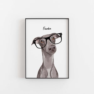 Greyhound Print, personalised greyhound, greyhound art, dog print, greyhound Christmas, greyhound gift, gifts for dog mum, greyhound poster