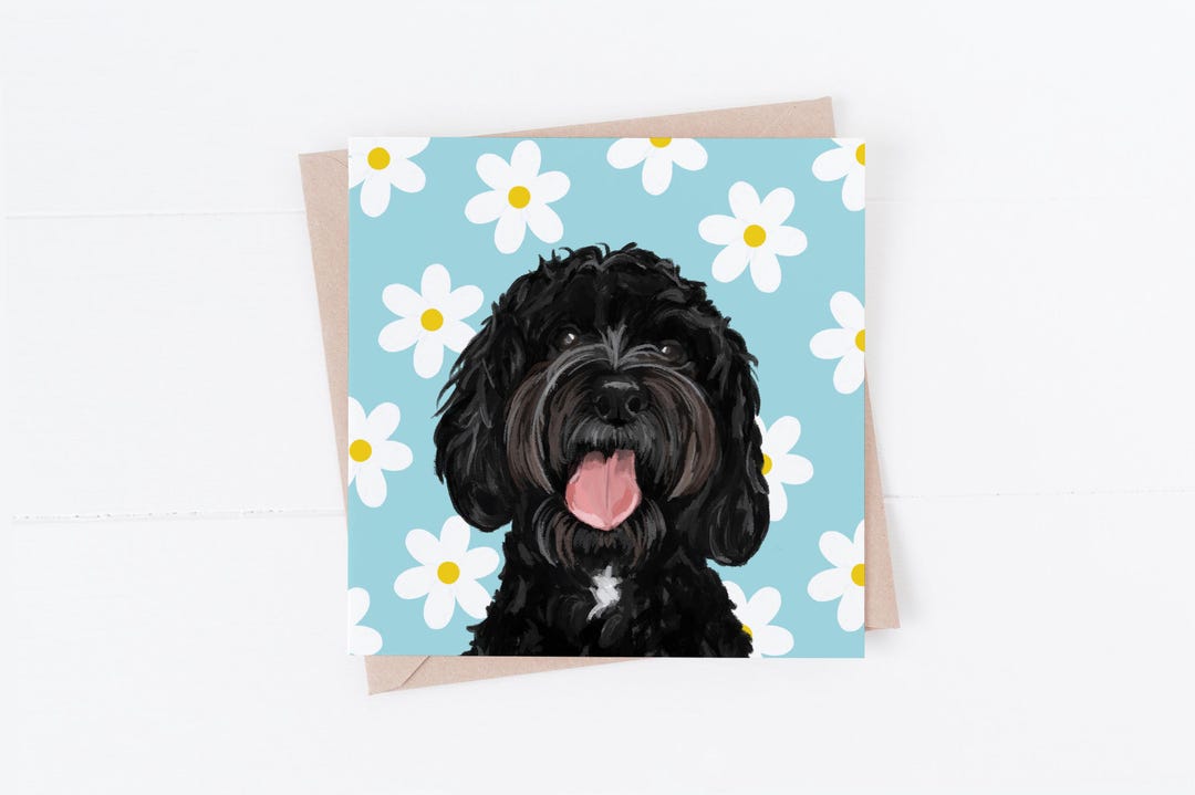 Cockapoo Photo Card Cockapoo Card: Hand-drawn, Dog Card, Daisys, Spring - Etsy UK