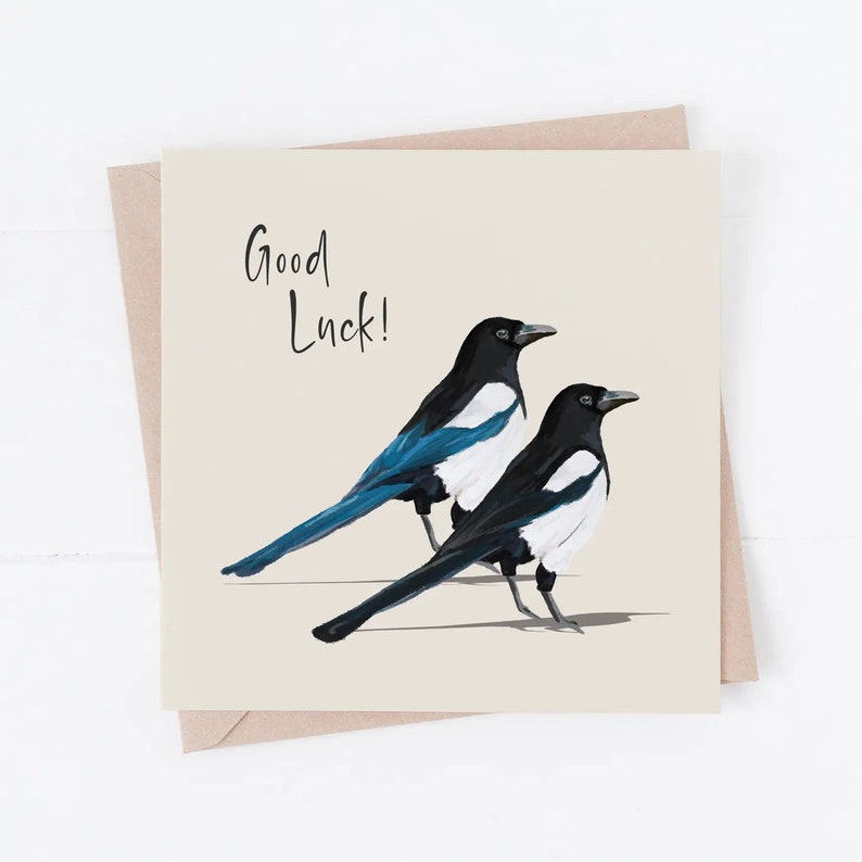 Magpie Good Luck Card: Quirky Friend Card - Etsy