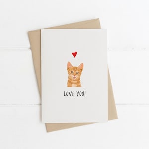 Anniversary Card, Ginger cat, cat anniversary card, cat valentines card, valentines card, cat card, gifts for cat lovers, from the cat, cats