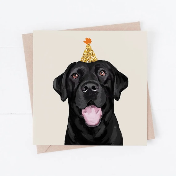 Geburtstagskarte Mit Schwarzem Labrador | 15,2 X 20,3 Cm | Hochwertiger Karton, Inkl. Umschlag | Leere Innenseite Zum Beschriften