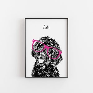 Labradoodle hundtryck skiss