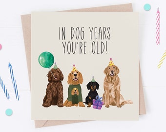 Funny Dog Birthday Card: 'In Dog Years You're Old'