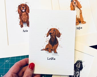 Custom Hand Drawn Pet Portrait: Dog and Cat Art, Mini personalised dogs