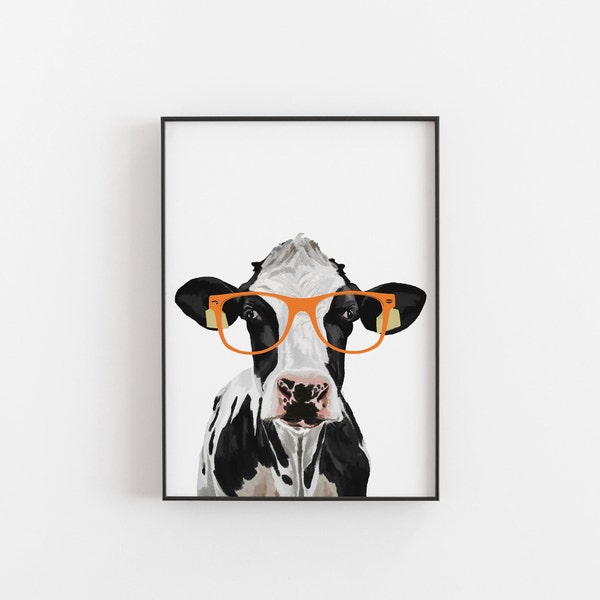 Impression de vache laitière, cadeau de vache laitière, art de vache laitière, affiche de vache, art de mur de vache, vache, vache drôle, vache laitière, cadeau de vache laitière