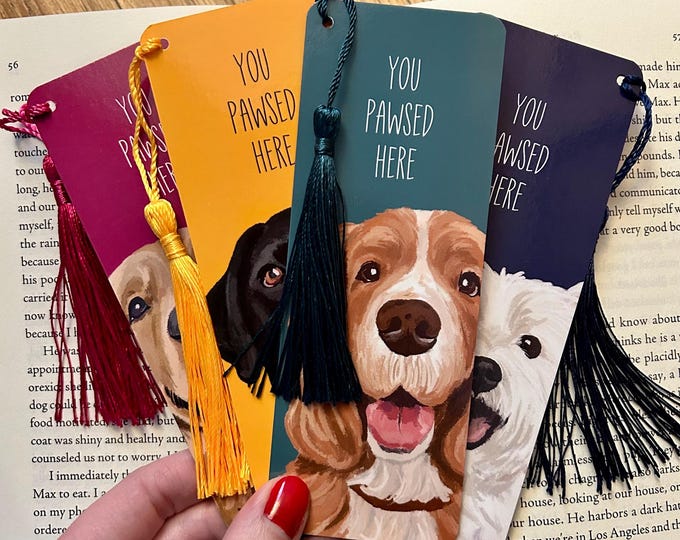 dog bookmark: hand-illustrated artwork, gifts for dog lovers, book accessories