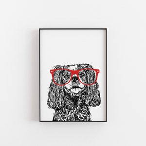 Cavalier King Charles Spaniel, Dog Print, King Charles Cavalier art, King Charles poster, spaniel gift, Cockapoo, King Charles Cavalier