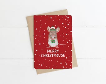 Hand-Illustrated Mouse Christmas Card: Merry Christmouse (A6)