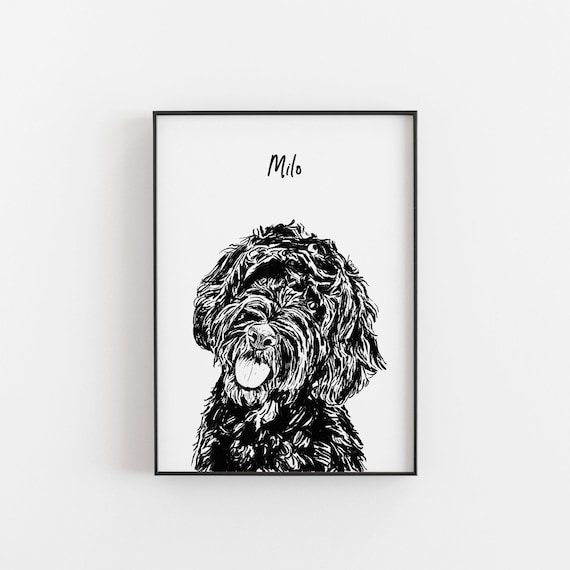 Labradoodle Dog Print Sketch - Etsy