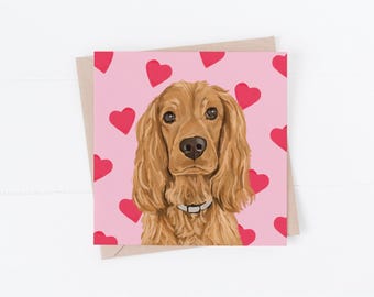 Cocker Spaniel Card: love from the dog, spaniel valentines card, dog anniversary card, ginger cocker spaniel