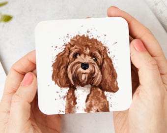 Cavapoo Coaster: hand illustrated, dog gift