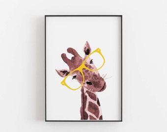 Giraffe Print, giraffe gift, giraffe art, nursery art, safari prints, nursery safari print, fun giraffe