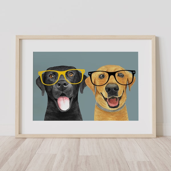 Labrador Print, Black Labrador, Yellow Labrador, Fun Labradors gift, Labrador wall art, Lab prints, dog lover gifts, gifts for dog mum, gift