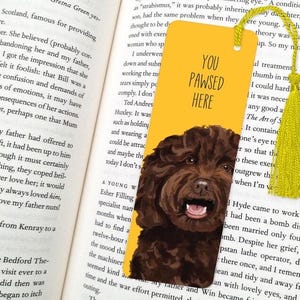 dog bookmark: hand-painted printed artwork, gifts for dog lovers, book accessories, DarkBrown Cockapoo