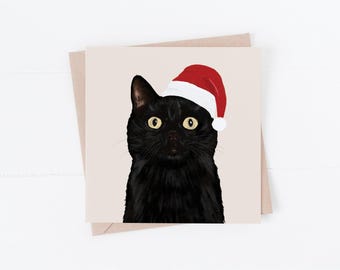 Black Cat Christmas Card: Cute Holiday Xmas Card