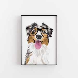 Australian Shepherd Gift, Australian Shepherd Print, Personalised Australian Shepherd, Australian Shepherd art, dog print, the dog lover