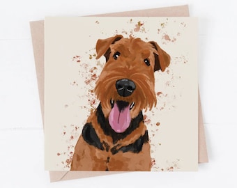 Airedale terrier dog card, fun Airedale Terrier card, Airedale Terrier card, Airedale Terrier, dog cards, Airedale terrier gift, terrier art