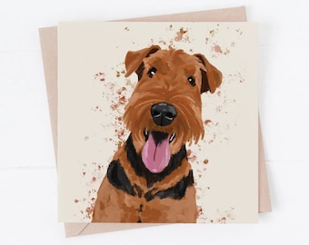 Airedale Terrier Hundekarte: Lustige Illustration