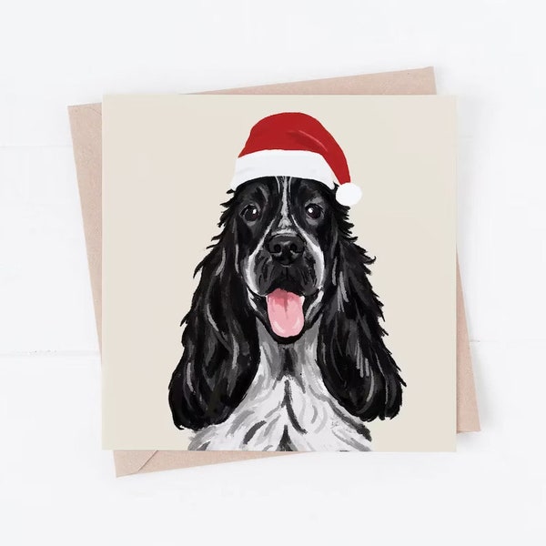 Dog Christmas Card, cocker spaniel card, cocker spaniel Christmas card, cocker spaniel, from the dog, dog cards, blue roan spaniel card