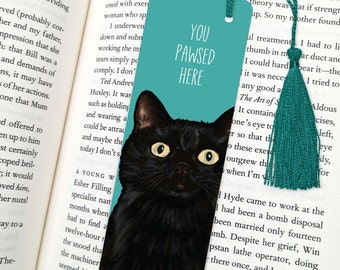 kat bladwijzer, zwarte kat bladwijzer, bladwijzer, kattencadeau, zwarte kat cadeau, leuke bladwijzers, bladwijzers, kattenliefhebber cadeau, boek minnaar cadeau