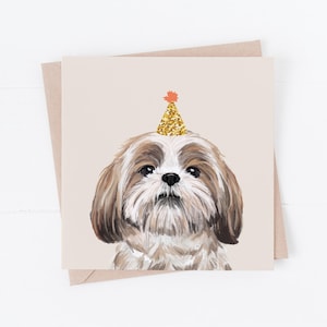 Carte d'anniversaire de chien, carte de Shih Tzu, carte d'anniversaire de Shih Tzu, Shih Tzu, cartes de chien, cadeaux pour les amoureux de chien, cadeau de Shih Tzu