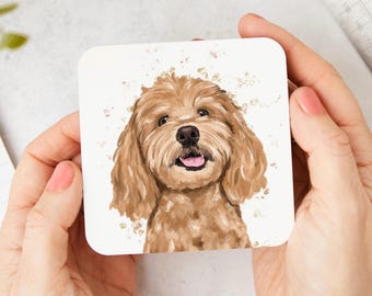 Cockapoo Coaster: hand illustrated, dog gift