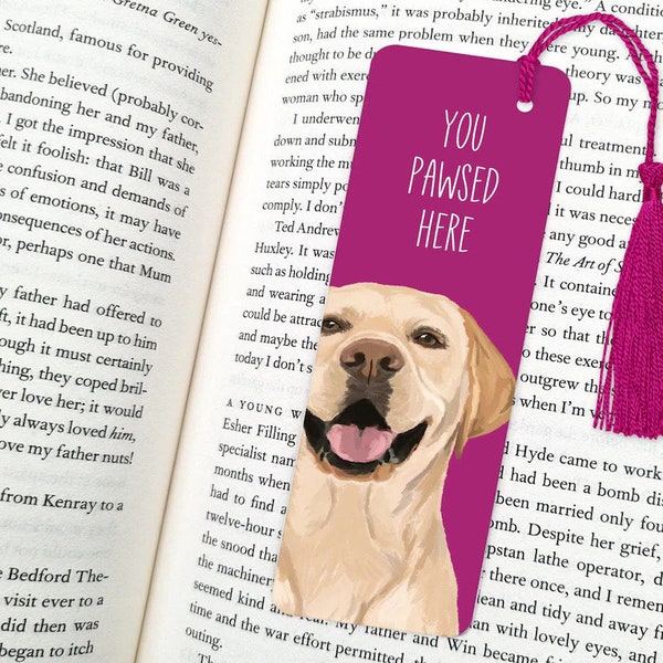 labrador bookmark, dog bookmark, bookmark, dog gift, labrador gift, fun bookmarks, bookmarks, yellow lab, lab gifts, book lover gift