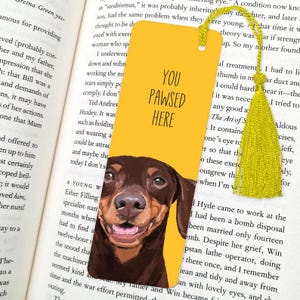 dog bookmark: hand-painted printed artwork, gifts for dog lovers, book accessories, Dachshund Brown