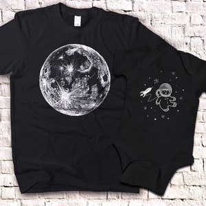 Matching Shirts for Dad and Baby, Moon Shirt and Astronaut Shirt, Fathers Day Gift, Father Son Matching Shirts, Father Daughter, Space Shirt