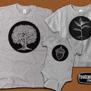 Passende Shirts für Papa und zwei Kinder, Bruder Schwester, passende Sibling Shirts, Eiche und Eichel Shirts, passendes Geschenk Familie Vatertag