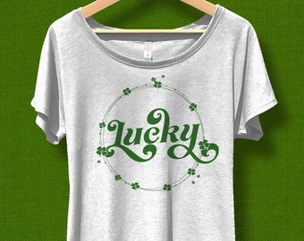 Lucky St Patrick's Day Shirt for Women, Flowy Shamrock Shirt for Women, St Paddy's Day T-Shirt, Teacher Shirt, Lucky Irish Shirt