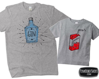 Funny Gift for Husband, Father&#39;s Day Gift, Dad and Baby Matching Shirts, Father Son, Dad Daughter, Gin and Juice Shirts, Dad kids matching