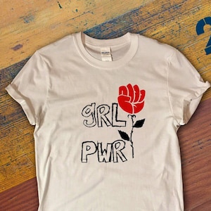 Feminist T-shirts for women and kids, Girl Power Rose Shirt, Girl Gang, Riot Grrrl Shirt, Girl Power Shirt