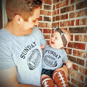 Fathers Day Gift, Dad and Baby Matching Shirts, Father Son Shirts, Father Daughter, Sunday Funday Football Shirts, Matching T-shirts image 2
