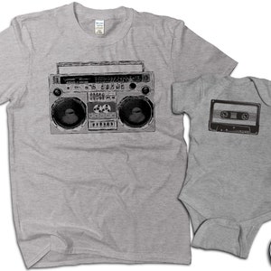 Passende Shirts für Papa und Baby, Ghettoblaster und Kassette Band, Vater Sohn Passende Shirts, Vater Tochter Passend, Vatertagsgeschenk für Papa