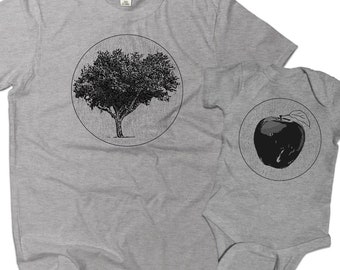 Apple and Tree Matching Shirts for Dad and Baby, Father Son Shirts, Father Daughter, Fathers Day Gift for new Dad from Wife