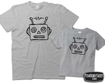 Chemises assorties papa et bébé, père fils, papa fille, t-shirts robots assortis papa enfants, cadeau de la femme bébé enfants, cadeaux fête des pères