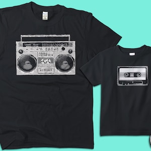Passende Shirts für Papa und Baby, Ghettoblaster und Kassette Band, Vater Sohn Passende Shirts, Vater Tochter Passend, Vatertagsgeschenk