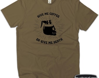 Chemise café, Give Me Coffee or Give Me Death, cadeau drôle de fête des pères de la part de ma femme, cadeau cool pour papa, cadeau pour amateur de café, chemise tête de mort